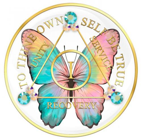 AA Butterfly Peridot Rose Bling Medallion
